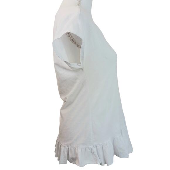 Sundance SZ XS Sleeveless V-Neck White Asymmetrical Ruffle Peplum Top - Picture 4 of 7
